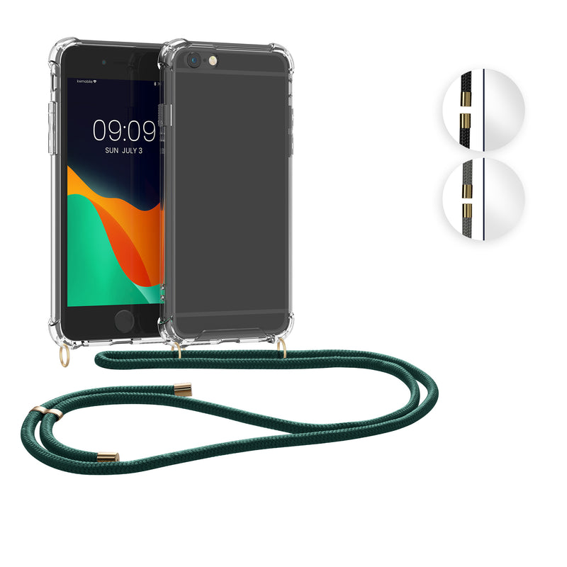 kwmobile Necklace Case kompatibel mit Apple iPhone 6 Plus / 6S Plus Hülle - Silikon Cover mit Handykette - Band Handyhülle Schwarz Transparent Schwarz  