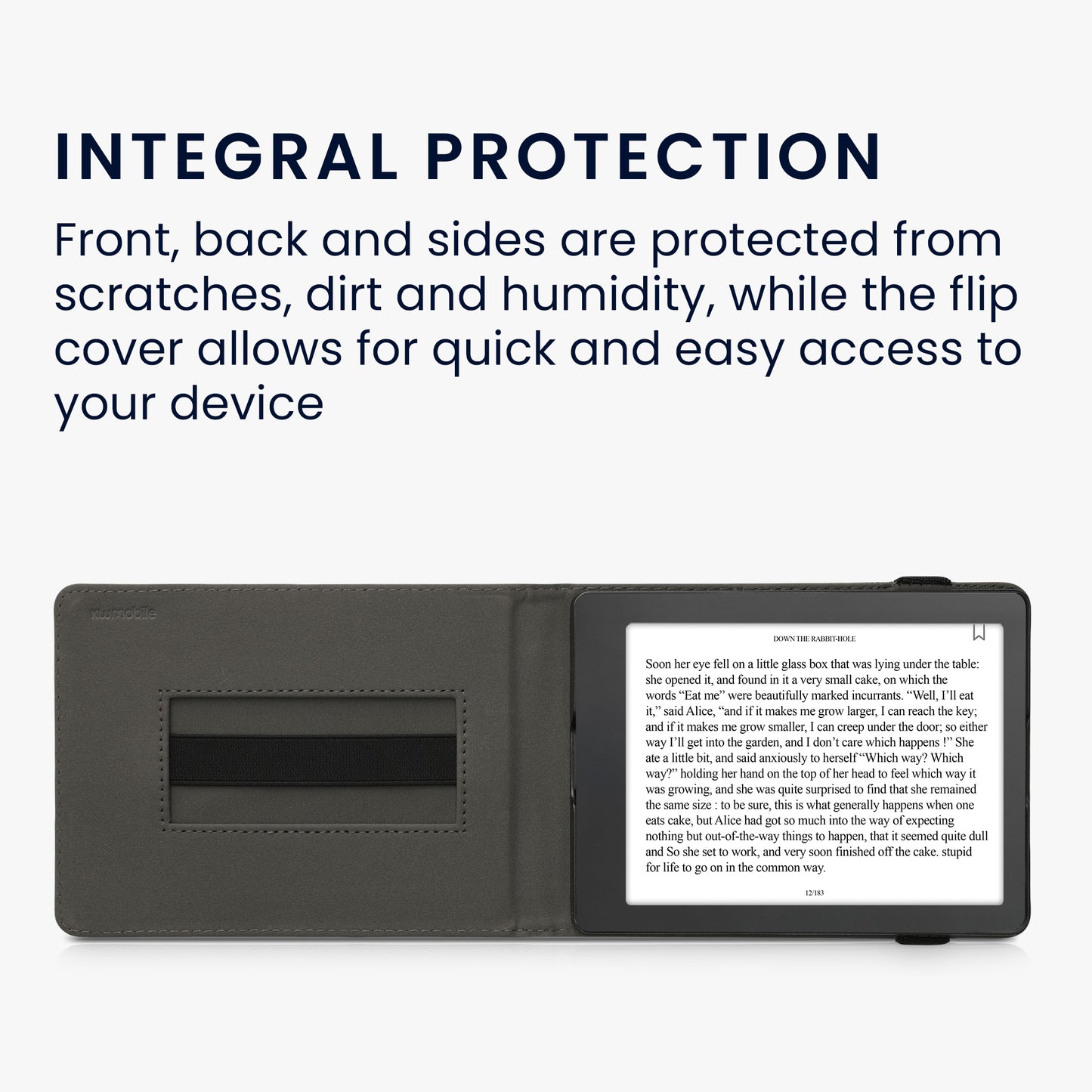 kwmobile Case Compatible with Kobo Aura H2O Edition 2 - Cover with Hand Strap and Stand