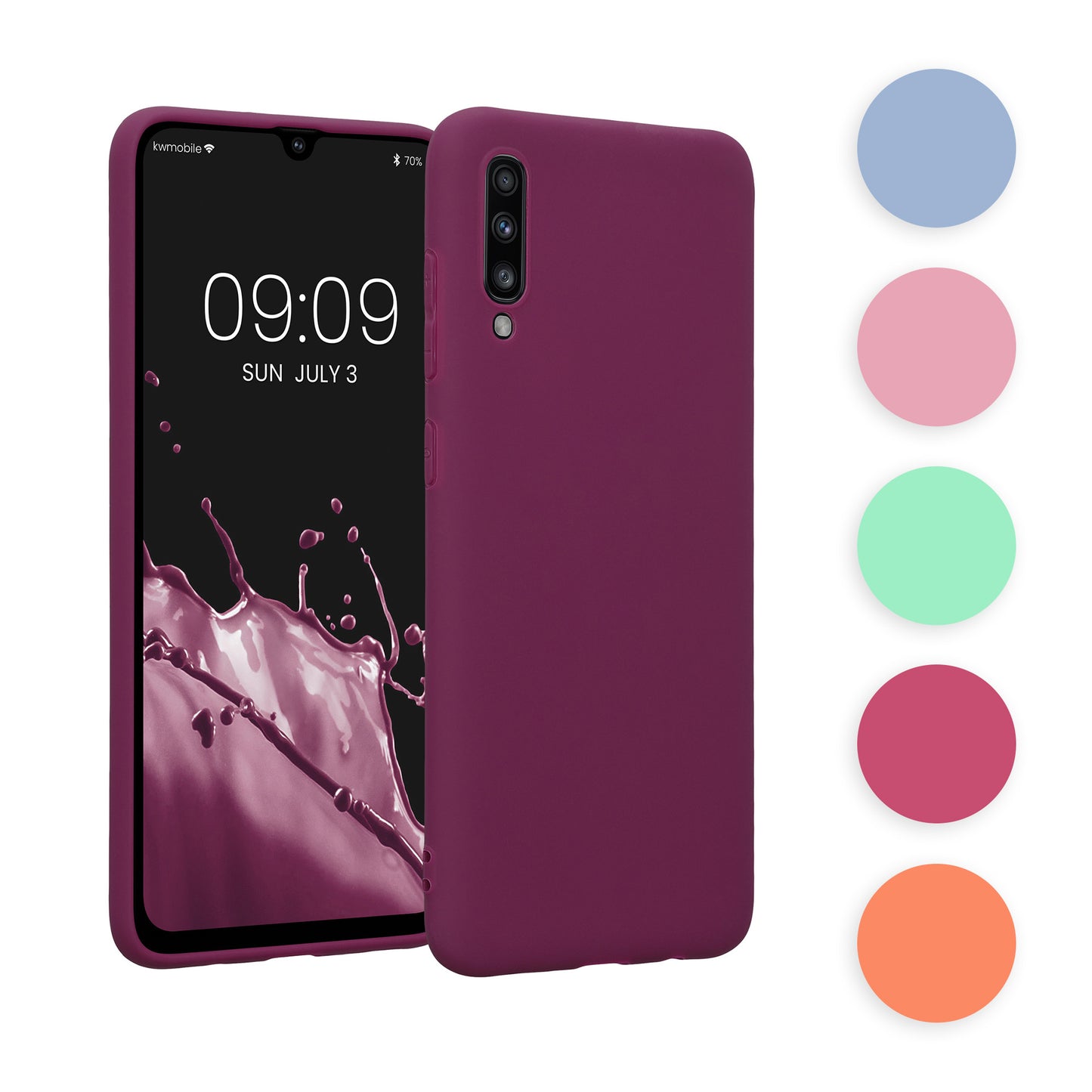 kwmobile Hülle kompatibel mit Samsung Galaxy A70 Hülle - weiches TPU Silikon Case - Cover geeignet für kabelloses Laden - Hellblau matt Hellblau matt  