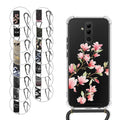 kwmobile Necklace Case Compatible with Huawei Mate 20 Lite Cover Silicone Case with Lanyard Transparent Magnolias