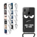 kwmobile Necklace Case compatible with Huawei P20 Lite Silicone Cover with Phone Chain Cherry Blossom Petals