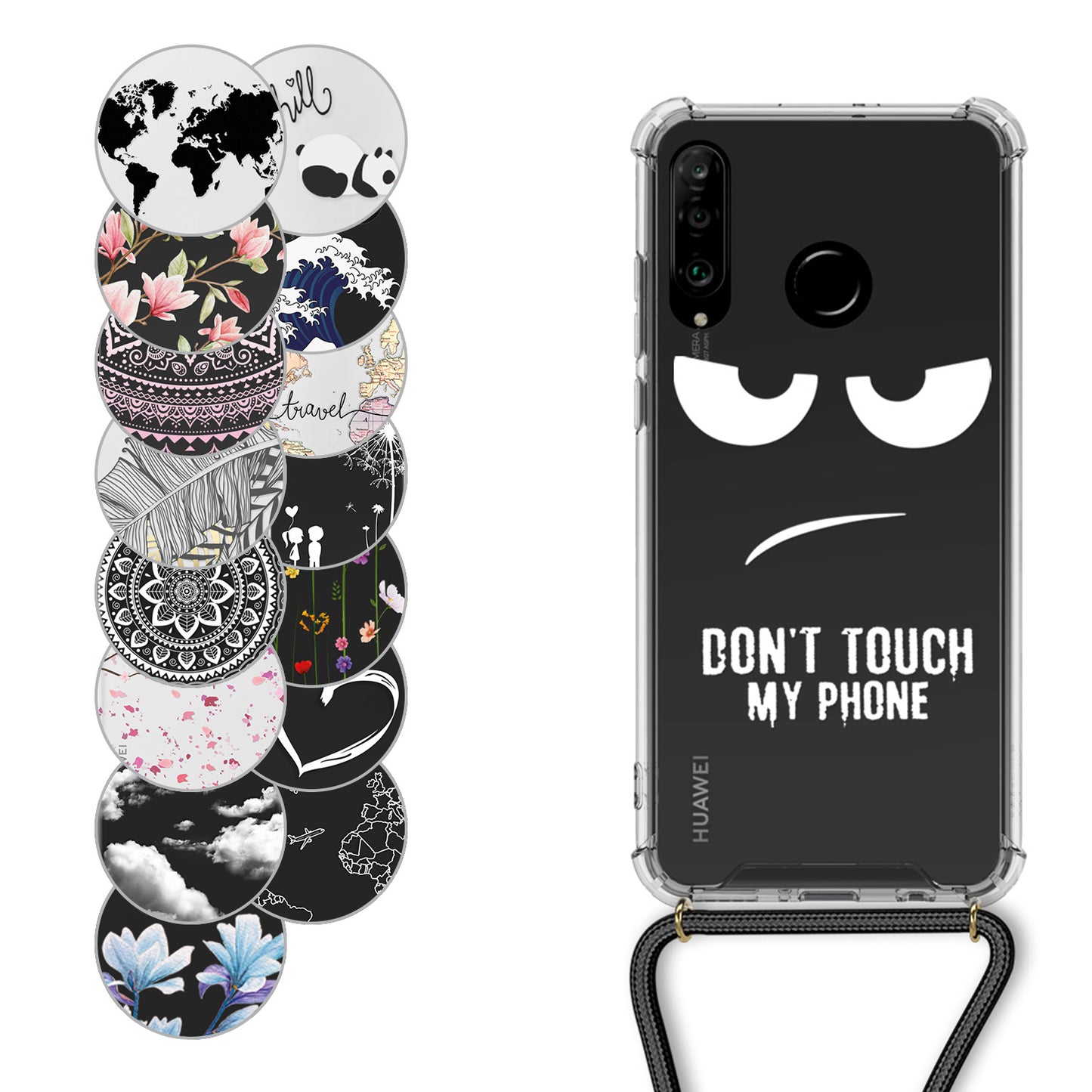 kwmobile Necklace Case Compatible with Huawei P30 Lite Case Silicone Cover with Lanyard