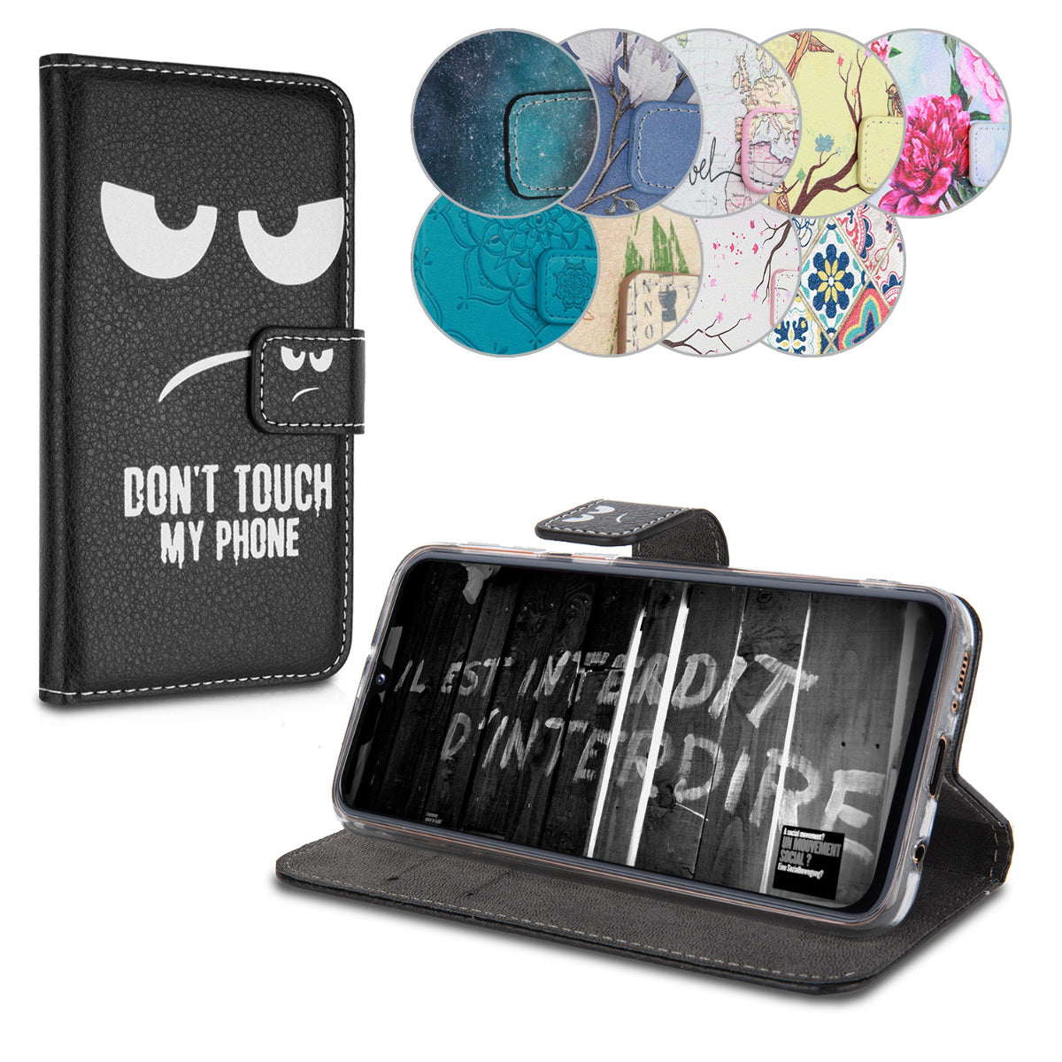 kwmobile Wallet Case compatible with Samsung Galaxy A40 - Cover with Stand and Card Slots