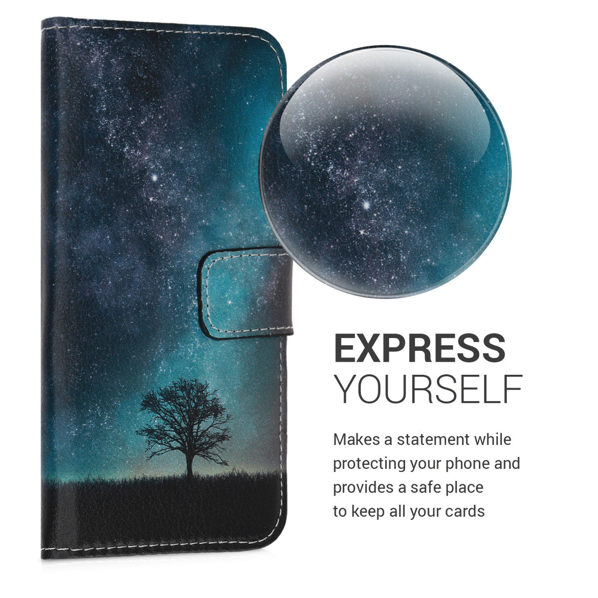 kwmobile Wallet Case compatible with Samsung Galaxy A40 - Cover with Stand and Card Slots