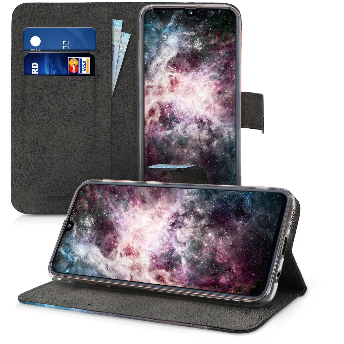 kwmobile Wallet Case compatible with Samsung Galaxy A40 - Cover with Stand and Card Slots