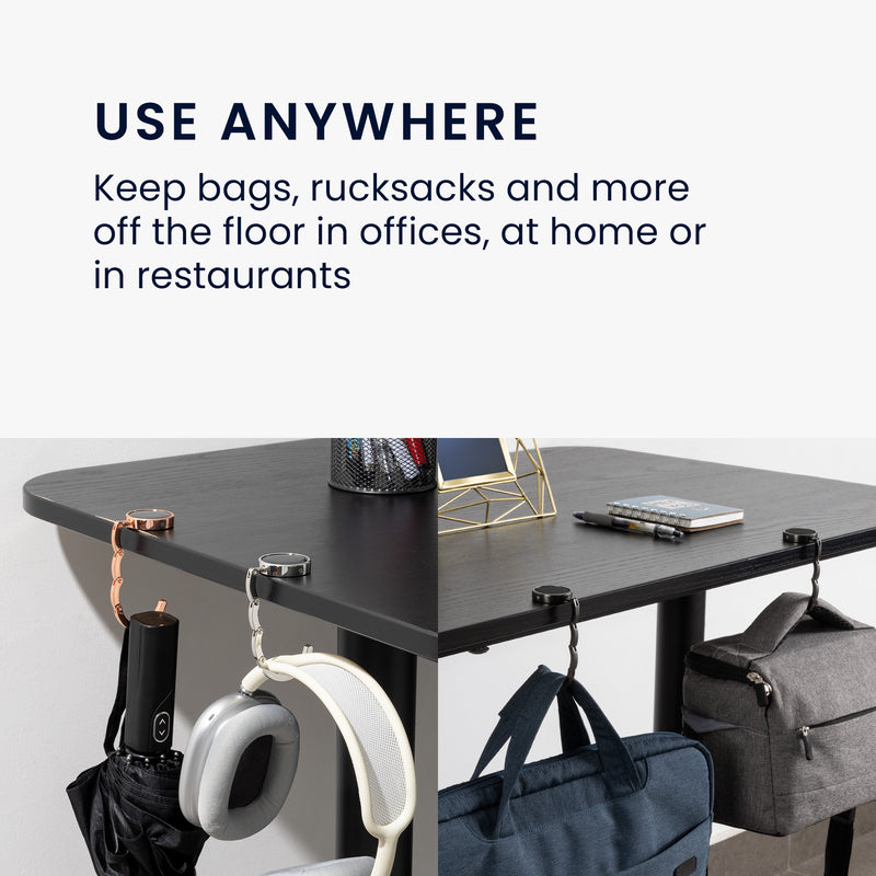kwmobile Bag Holder for Table - 2x Handbag Holder for Table - Foldable Bag Hook - Bag Hanger - Bag Holder Hook - Table Hook Set