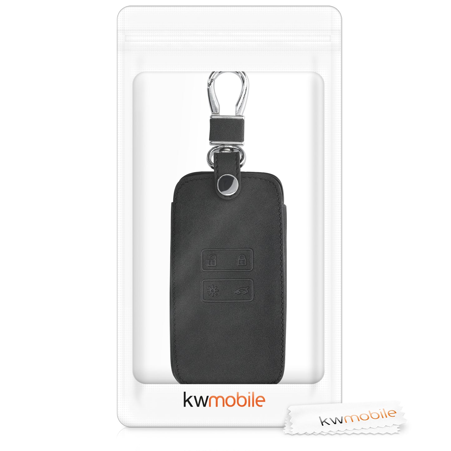 kwmobile Car Key Cover compatible with Renault 4-Button Smart Key (Keyless Go Only) Faux Leather Protective Case Cover