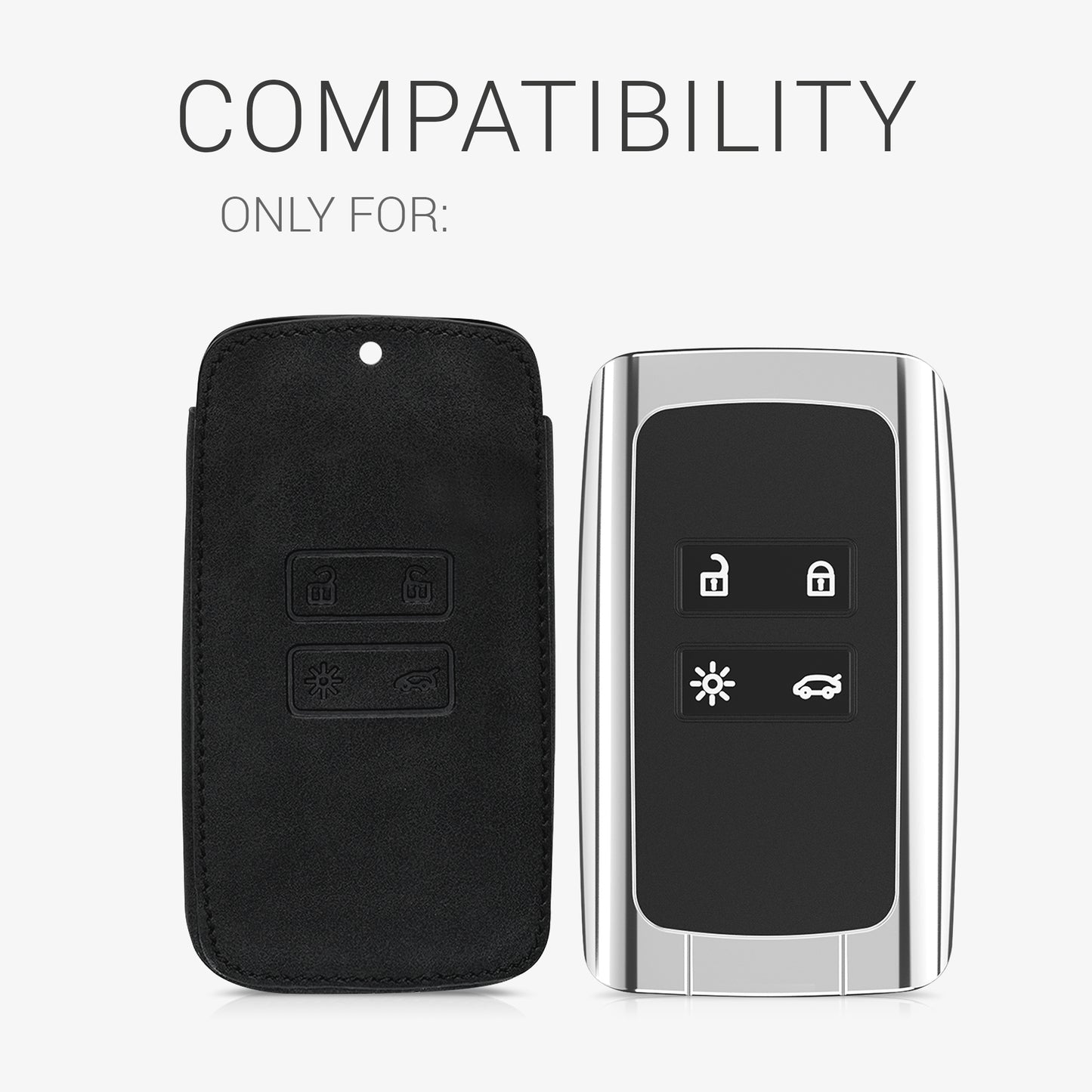 kwmobile Car Key Cover compatible with Renault 4-Button Smart Key (Keyless Go Only) Faux Leather Protective Case Cover