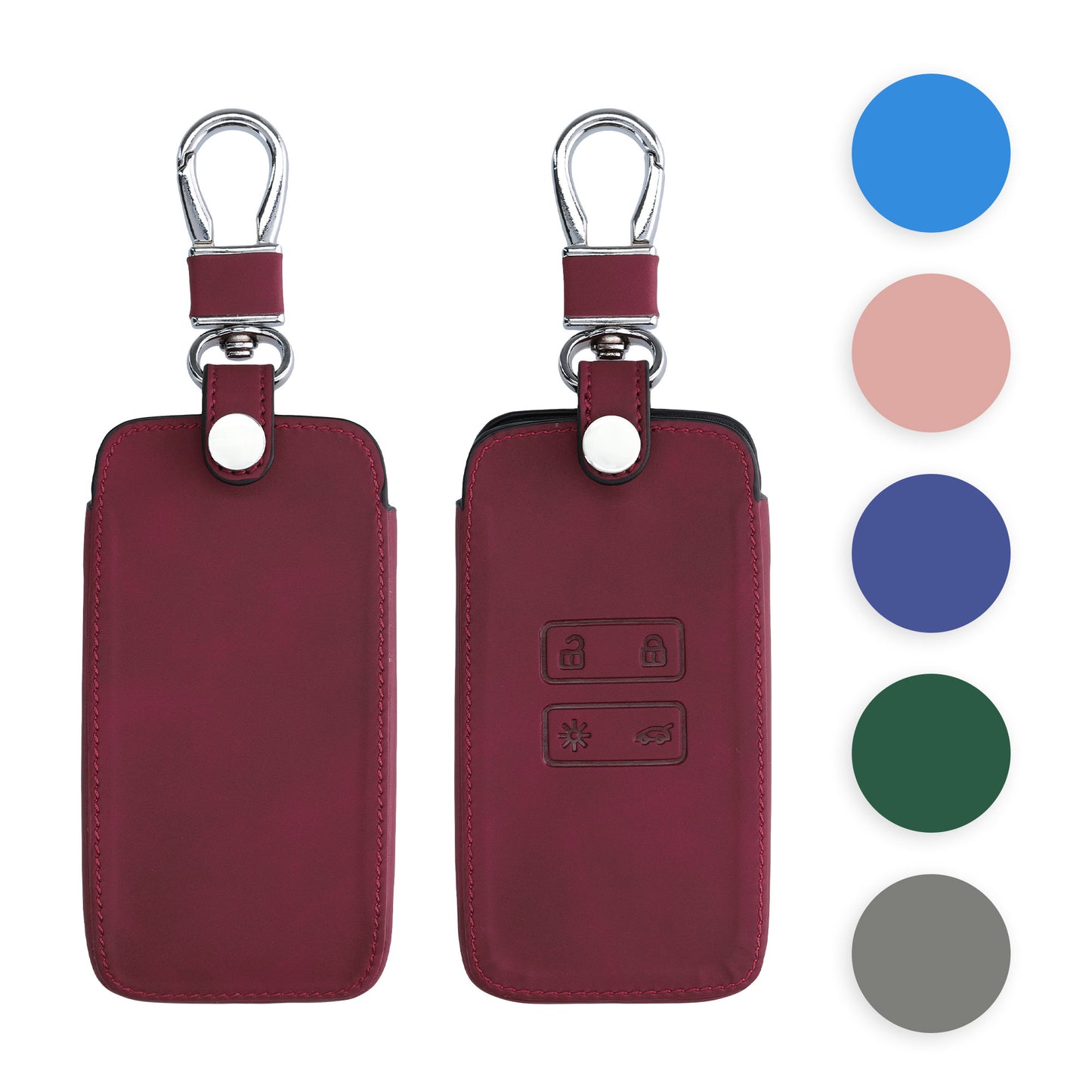 kwmobile Autoschlüssel Hülle kompatibel mit Renault 4-Tasten Smartkey Autoschlüssel (nur Keyless Go) - Nubuklederoptik - Kunstleder Schutzhülle Schlüsselhülle Cover - Pastellblau Pastellblau  