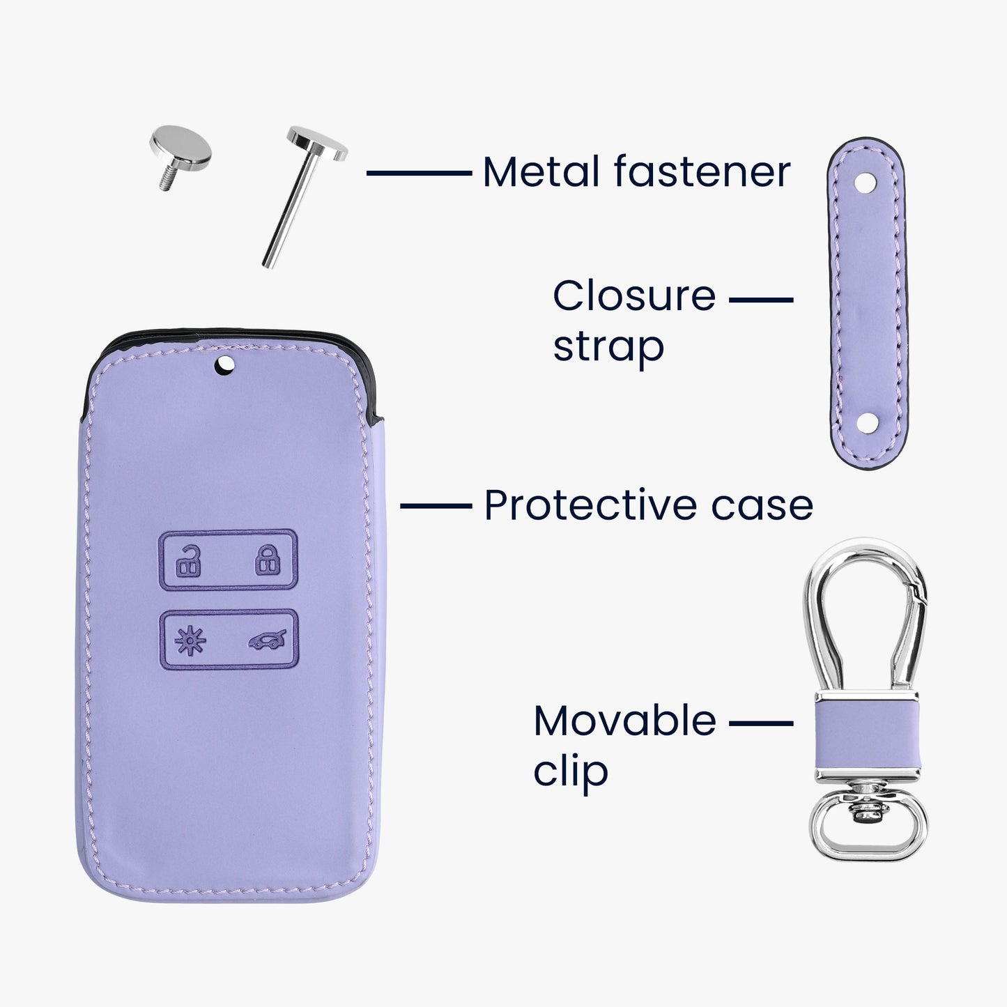 kwmobile Car Key Cover Compatible with Renault 4-Button Smart Key (Keyless Go Only) - Faux Leather Protective Case Key Cover