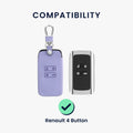 kwmobile Car Key Cover Compatible with Renault 4-Button Smart Key (Keyless Go Only) - Faux Leather Protective Case Key Cover