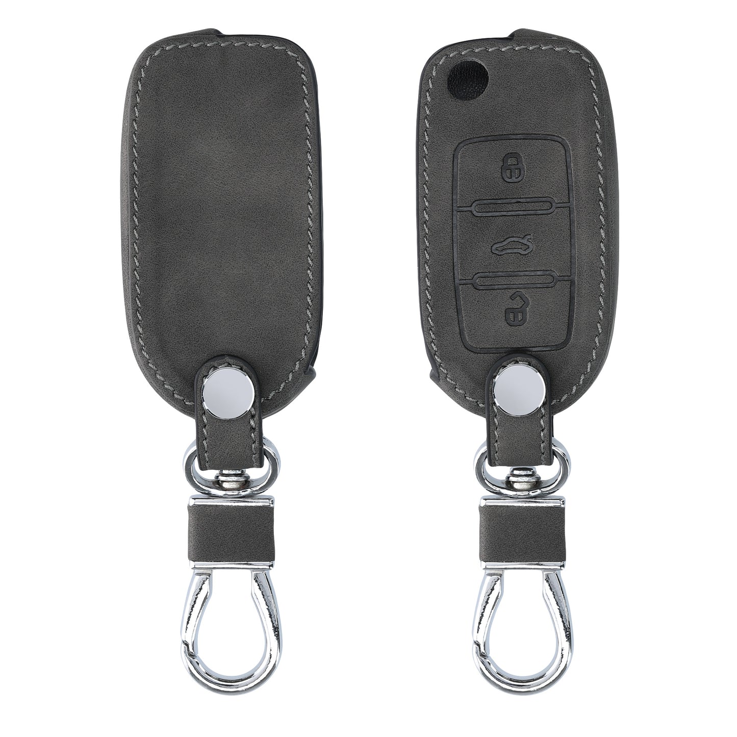 kwmobile Car Key Fob Cover compatible with VW Skoda Seat 3-button Car Key Fob Faux Leather Protective Case Key Shell Cover