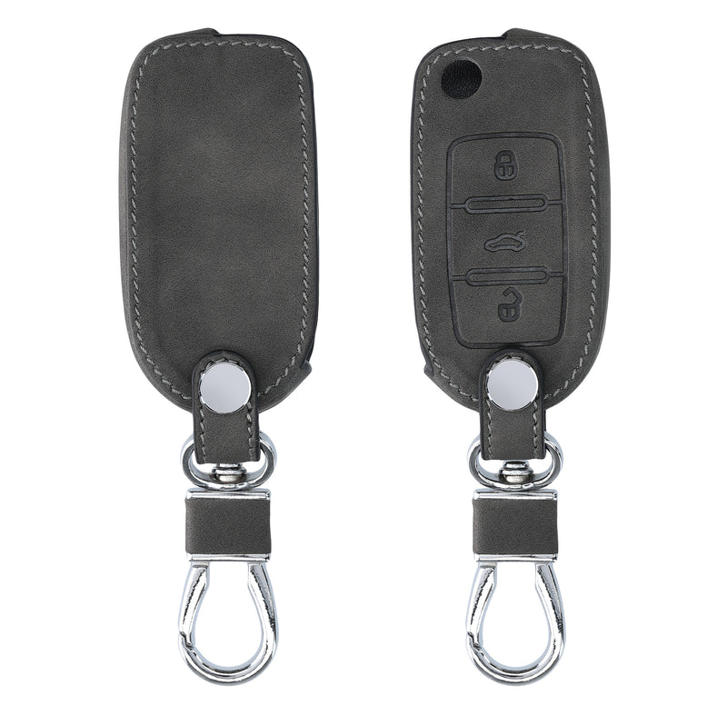 kwmobile Car Key Fob Cover compatible with VW Skoda Seat 3-button Car Key Fob Faux Leather Protective Case Key Shell Cover