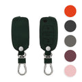 kwmobile Autoschlüssel Hülle kompatibel mit VW Skoda Seat 3-Tasten Autoschlüssel - Nubuklederoptik - Kunstleder Schutzhülle Schlüsselhülle Cover - Dunkelgrau Dunkelgrau  