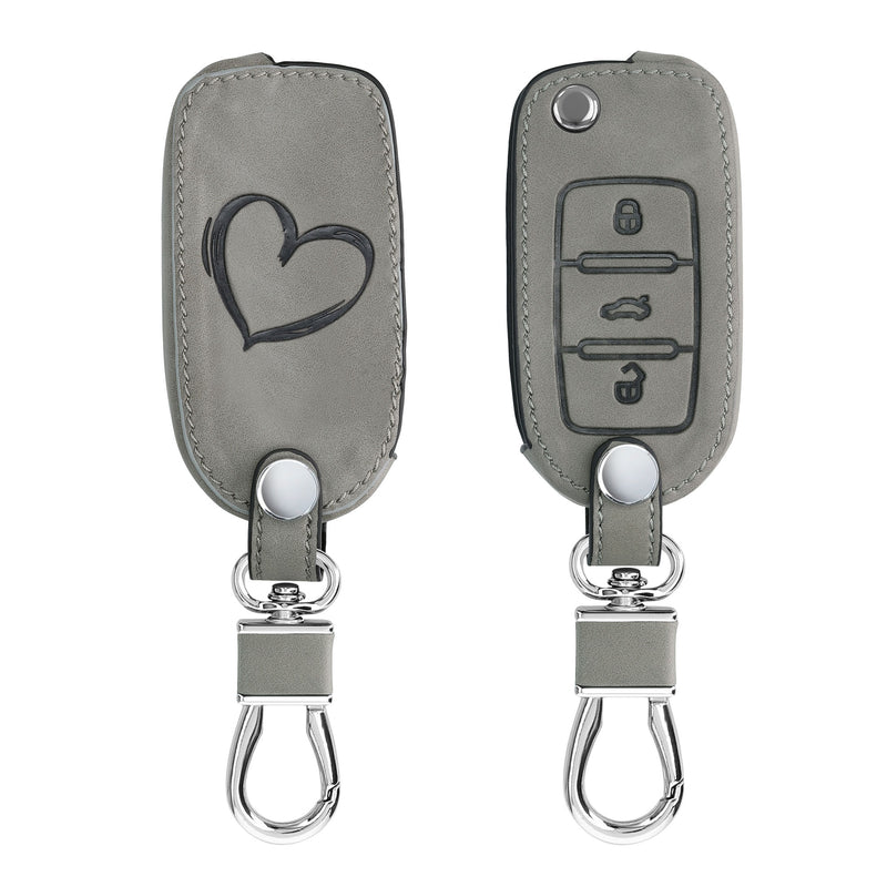 kwmobile Car Key Fob Cover compatible with VW Skoda Seat 3-button Car Key Fob Faux Leather Protective Case Key Shell Cover