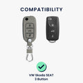 kwmobile Car Key Fob Cover compatible with VW Skoda Seat 3-button Car Key Fob Faux Leather Protective Case Key Shell Cover