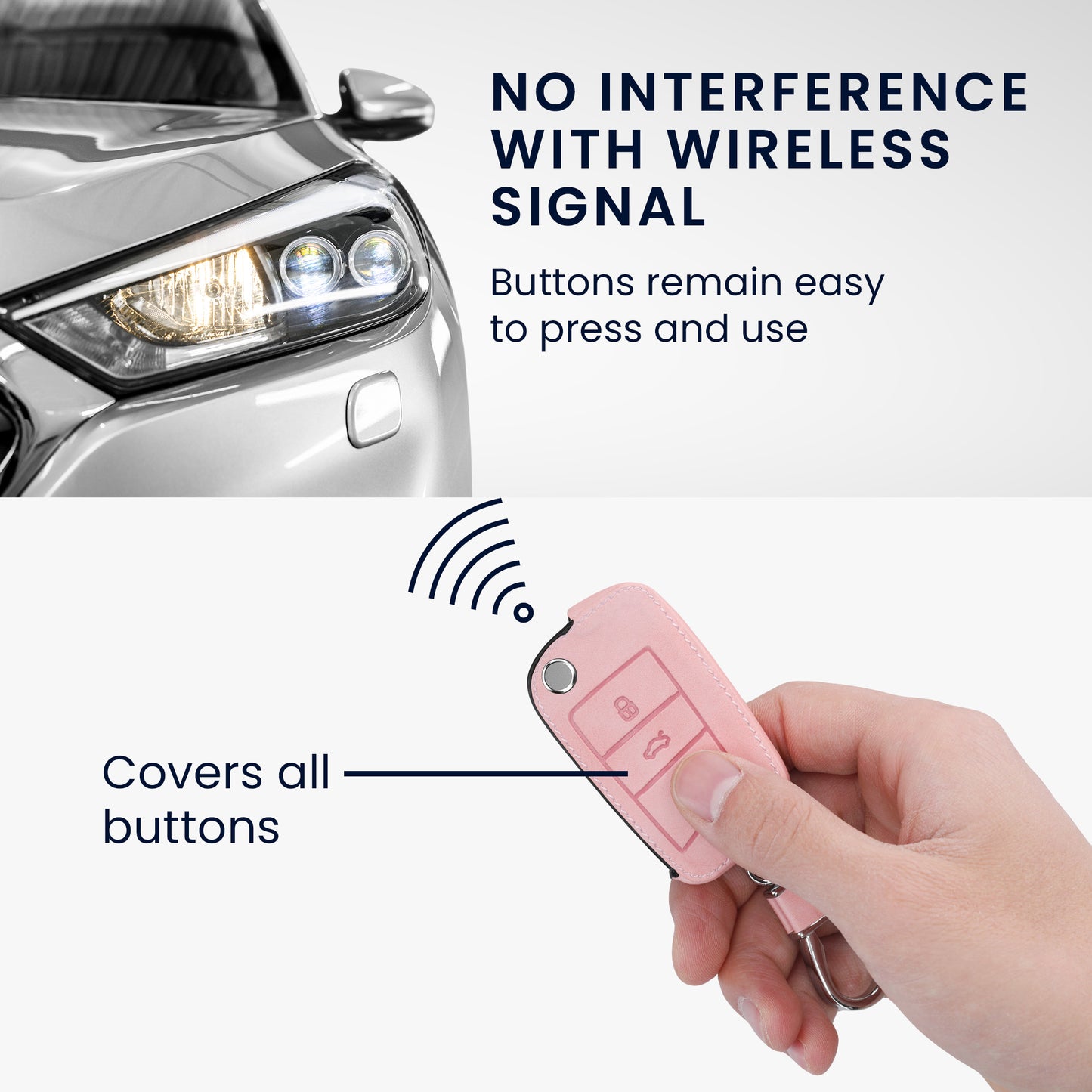 kwmobile Car Key Cover Compatible with VW Golf 7 MK7 3-Button Car Key Fob Faux Leather Protector Key Cover