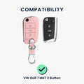 kwmobile Car Key Cover Compatible with VW Golf 7 MK7 3-Button Car Key Fob Faux Leather Protector Key Cover