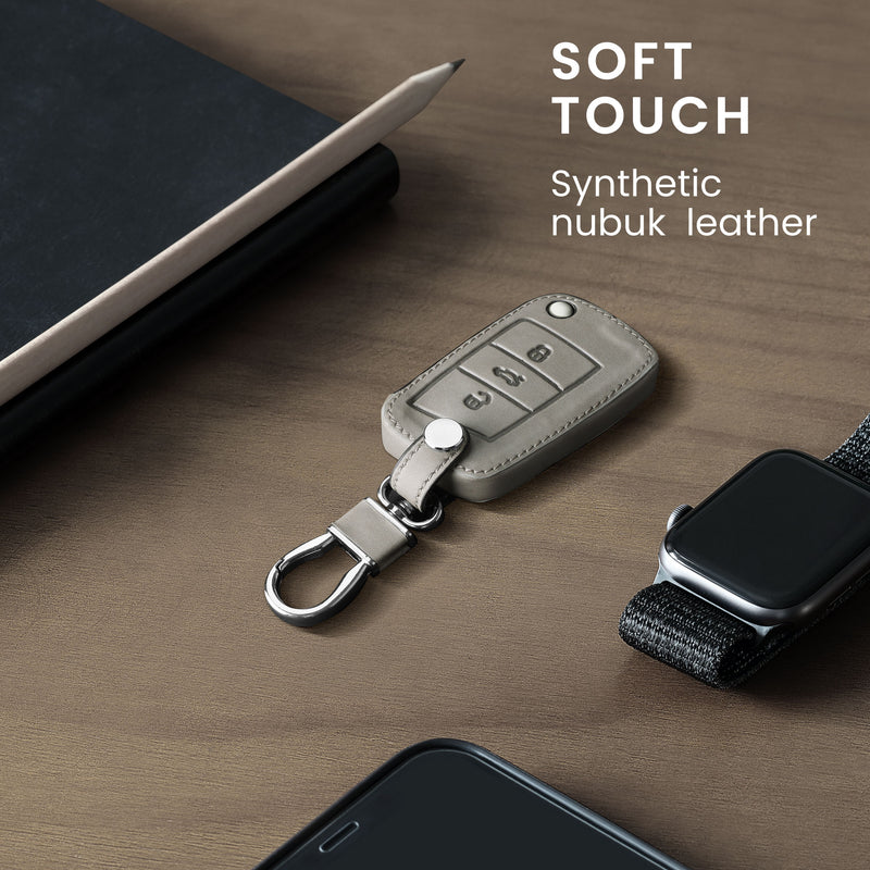 kwmobile Car Key Fob Cover Compatible with VW Golf 7 MK7 3-Button Car Key Artificial Leather Protective Cover Key Case