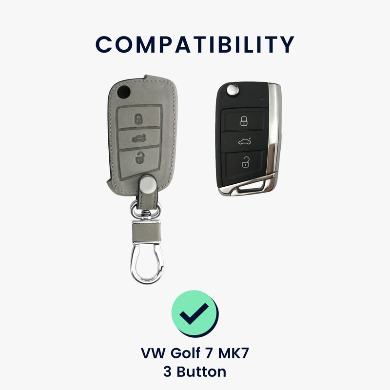 kwmobile Car Key Fob Cover Compatible with VW Golf 7 MK7 3-Button Car Key Artificial Leather Protective Cover Key Case