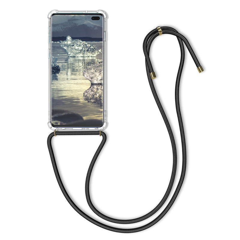 kwmobile Necklace Case kompatibel mit Samsung Galaxy S10 Plus / S10+ Hülle - Silikon Cover mit Handykette - Band Handyhülle Transparent Schwarz Transparent  