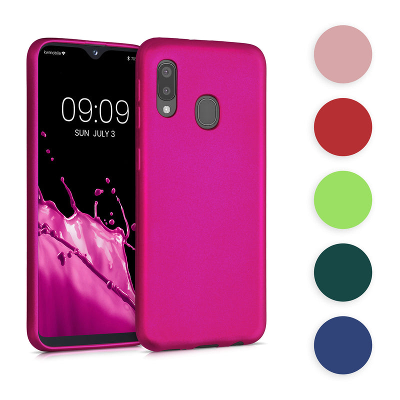 kwmobile Case kompatibel mit Samsung Galaxy A20e Hülle - Schutzhülle aus Silikon metallisch schimmernd - Handyhülle Metallic Grau Metallic Grau  