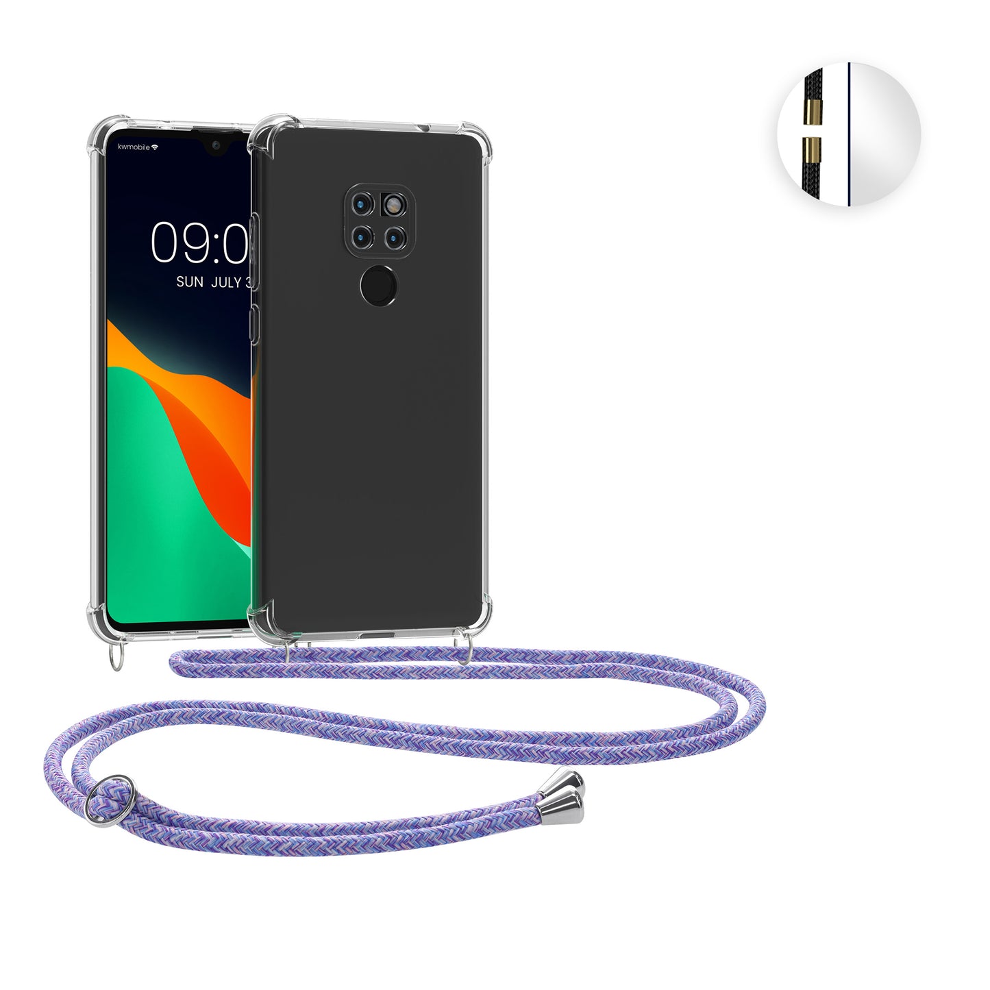 kwmobile Necklace Case kompatibel mit Huawei Mate 20 Hülle - Silikon Cover mit Handykette - Band Handyhülle Transparent Transparent  