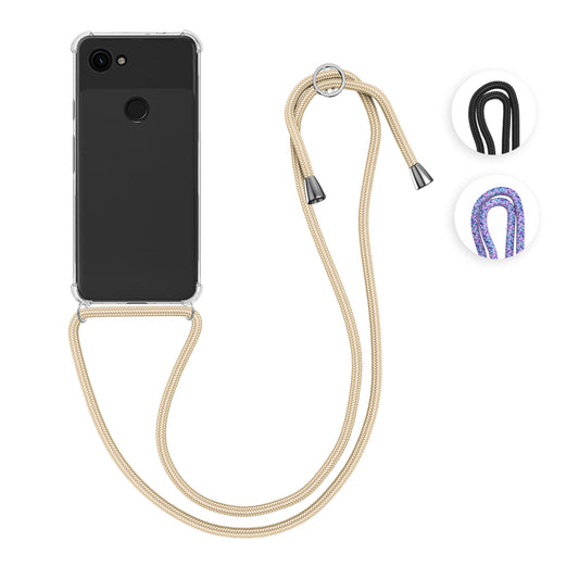 kwmobile Necklace Case kompatibel mit Google Pixel 3a Hülle - Silikon Cover mit Handykette - Band Handyhülle Transparent Transparent  
