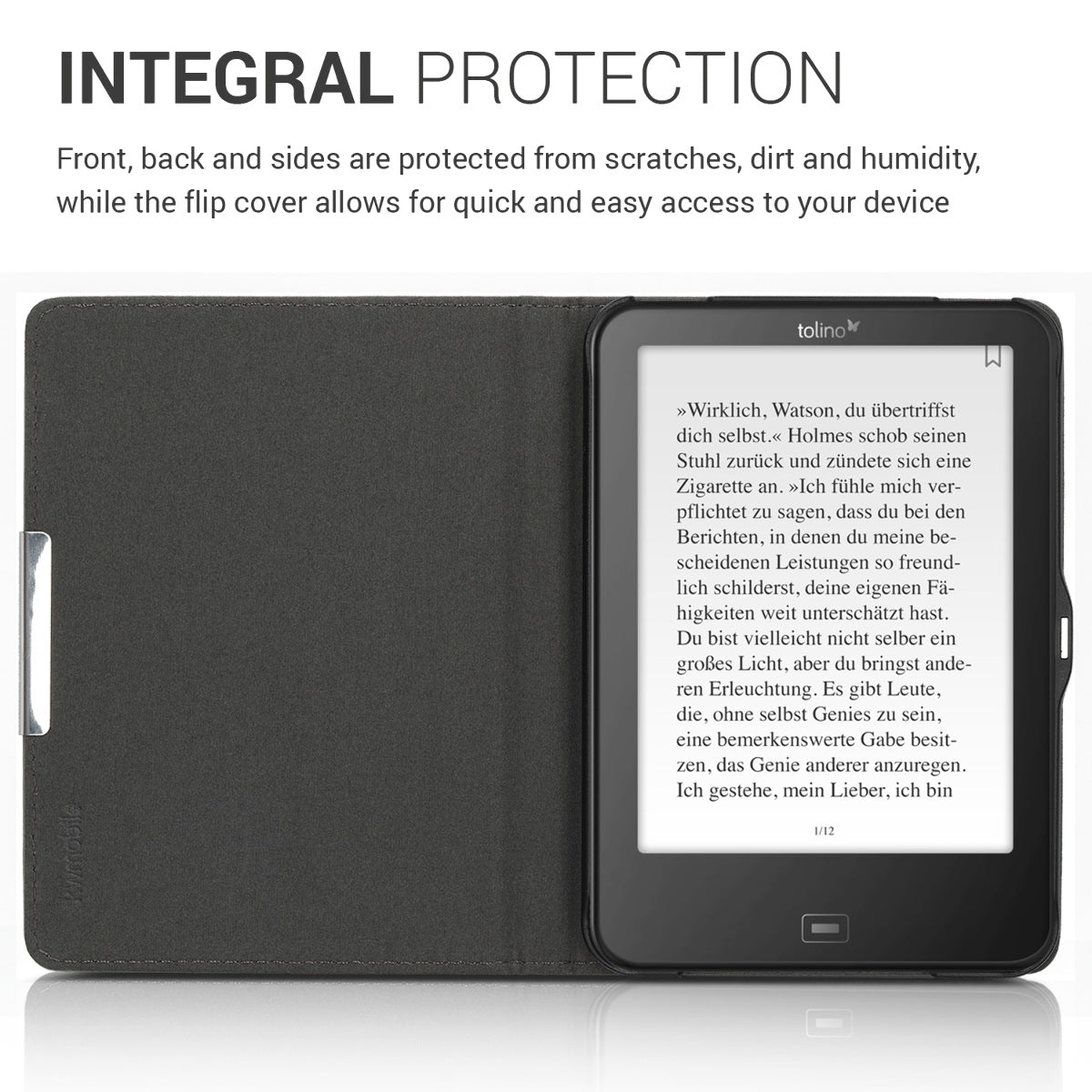 kwmobile Protective Case for Tolino Vision 1 / 2 / 3 / 4 HD Cover - eReader Case Made of Faux Leather with Auto Sleep Function - Compass Vintage