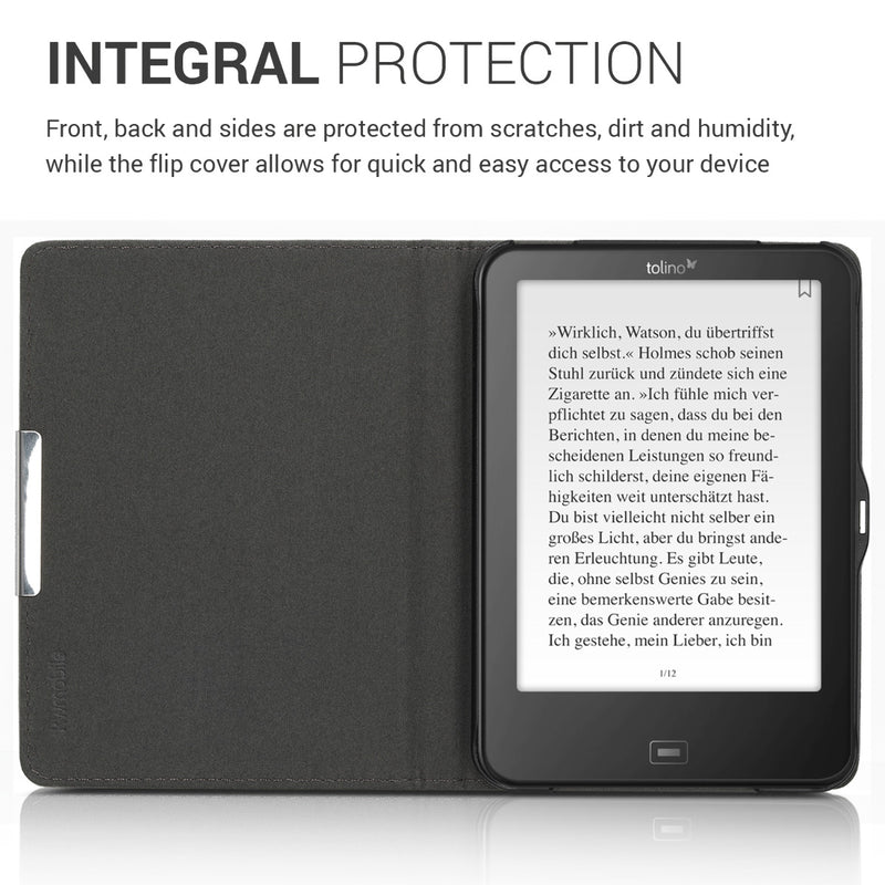 kwmobile Protective Case for Tolino Vision 1 / 2 / 3 / 4 HD Cover - eReader Case Made of Faux Leather with Auto Sleep Function - Compass Vintage
