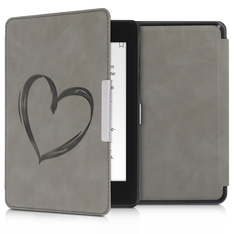 kwmobile Case for Amazon Kindle Paperwhite (10th Gen - 2018) Cover - eReader Faux Leather Case with Auto Sleep Function - Dandelion Love