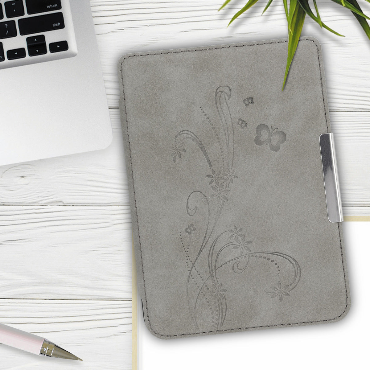 kwmobile Case for Amazon Kindle Paperwhite (10th Gen - 2018) Cover - eReader Faux Leather Case with Auto Sleep Function - Dandelion Love