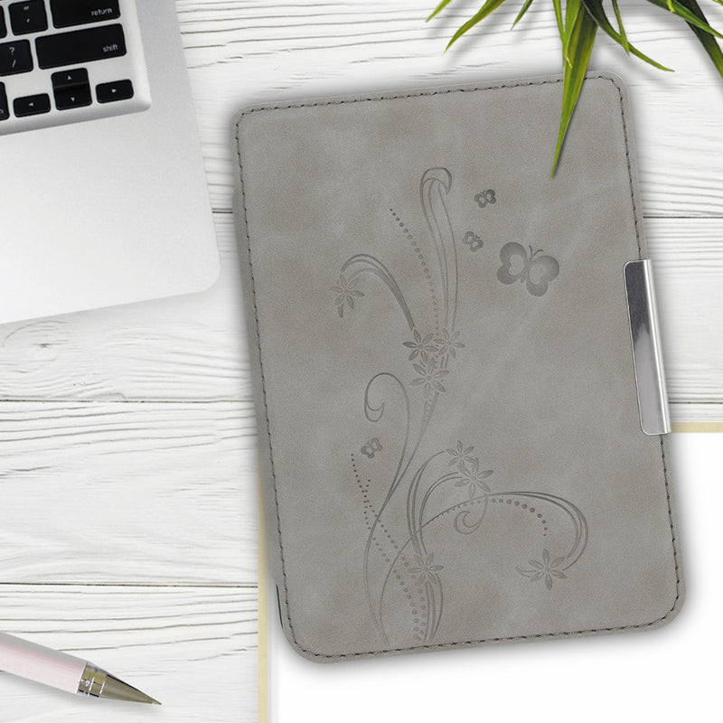 kwmobile Case for Amazon Kindle Paperwhite (10th Gen - 2018) Cover - eReader Faux Leather Case with Auto Sleep Function - Dandelion Love