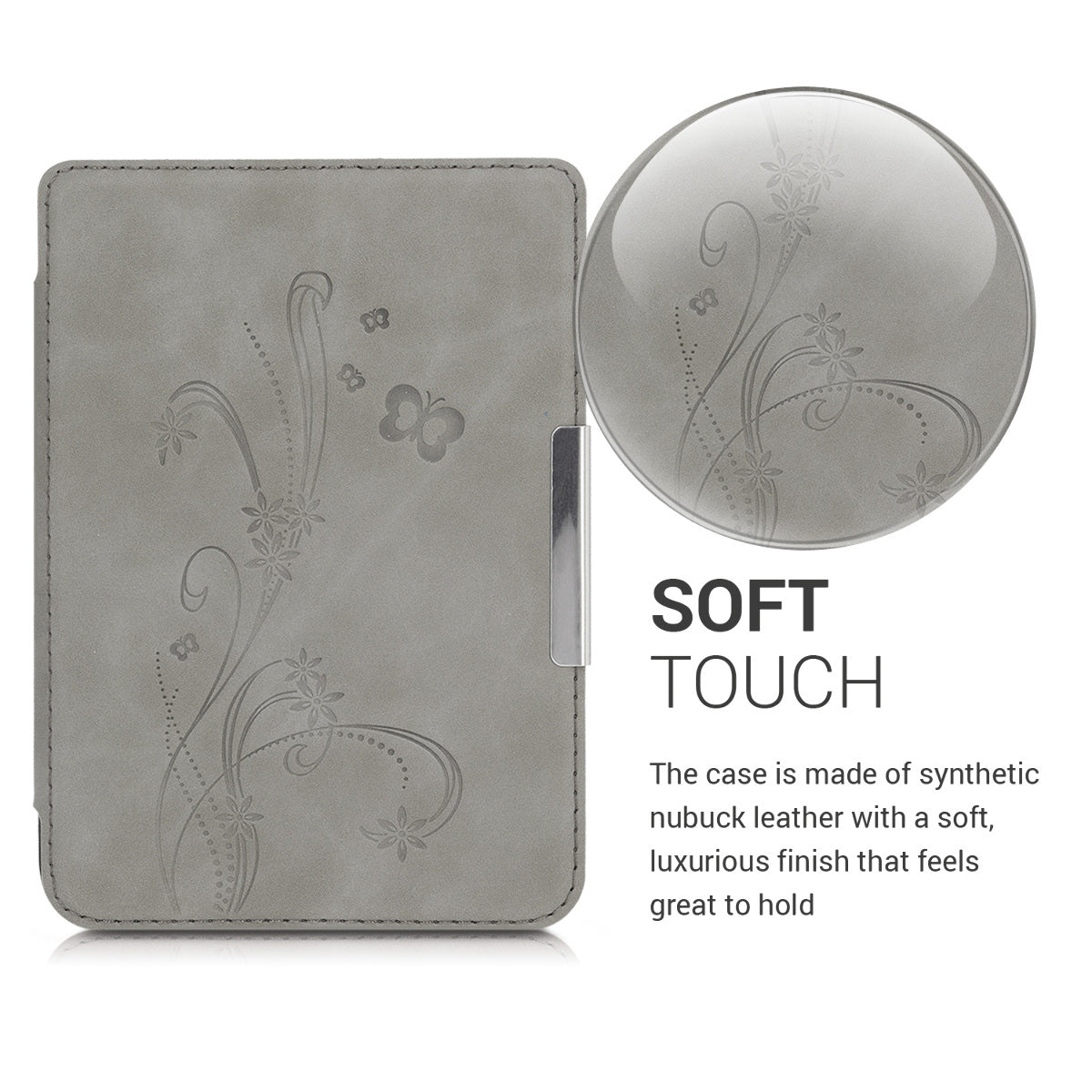 kwmobile Case for Amazon Kindle Paperwhite (10th Gen - 2018) Cover - eReader Faux Leather Case with Auto Sleep Function - Dandelion Love