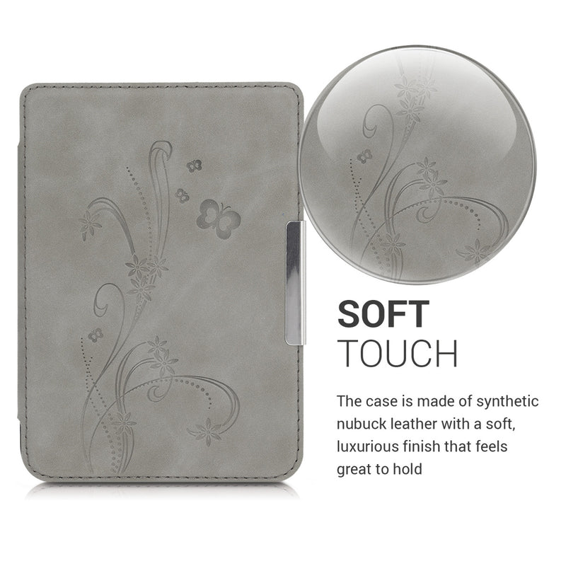 kwmobile Case for Amazon Kindle Paperwhite (10th Gen - 2018) Cover - eReader Faux Leather Case with Auto Sleep Function - Dandelion Love