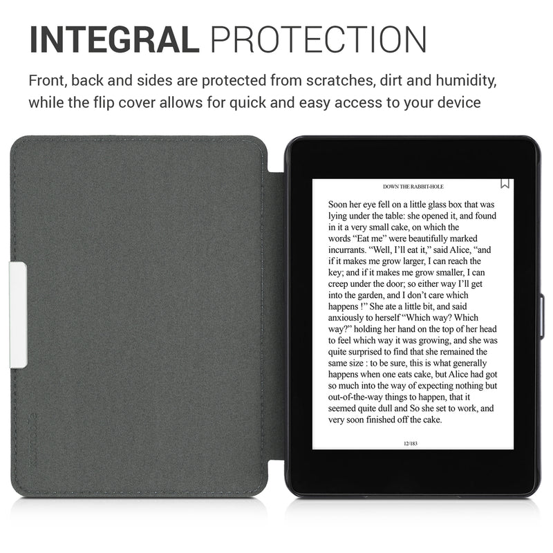kwmobile Case for Amazon Kindle Paperwhite (10th Gen - 2018) Cover - eReader Faux Leather Case with Auto Sleep Function - Dandelion Love