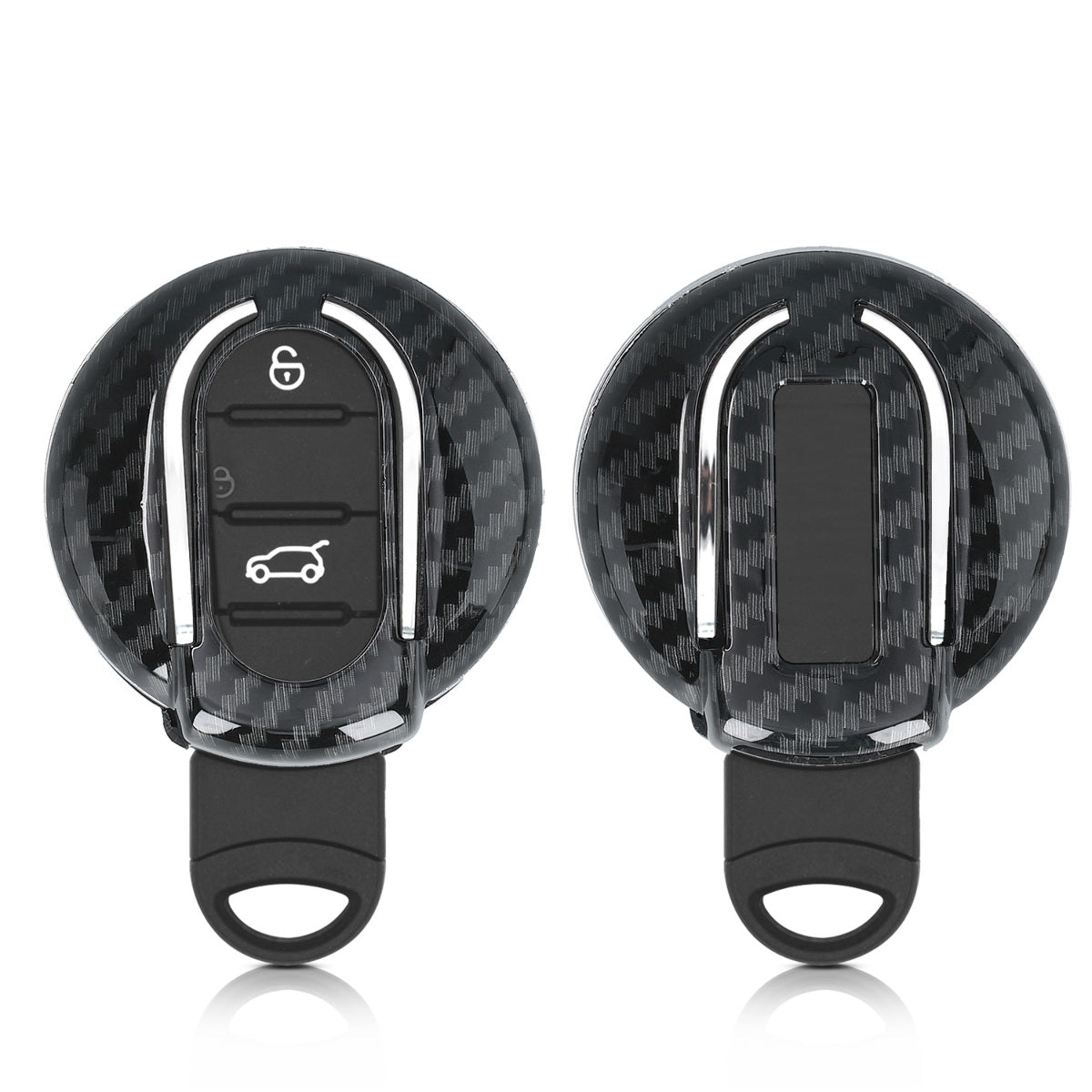 kwmobile Autoschlüssel Hülle kompatibel mit Mini 3-Tasten Smart Key Autoschlüssel - Hardcover Schutzhülle Schlüsselhülle Cover Carbon Schwarz Schwarz  [dsg01]