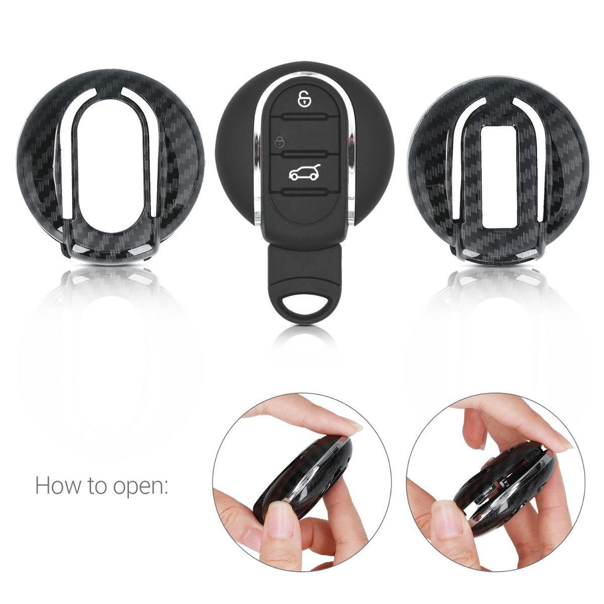 kwmobile Car Key Cover Compatible with Mini 3-Button Smart Key Car Key Hard Case Protective Cover Key Fob Cover