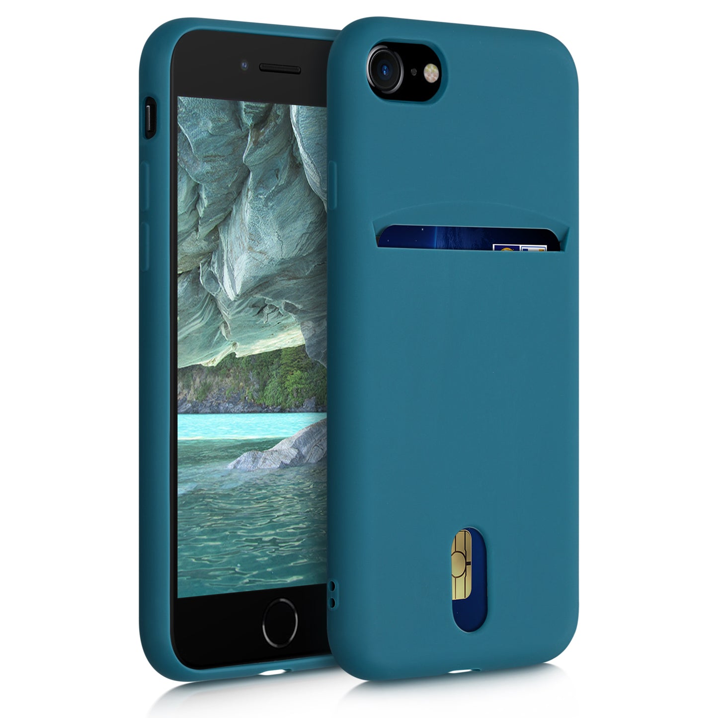 kwmobile Case Compatible with Apple iPhone SE (2022) / iPhone SE (2020) / iPhone 8 / iPhone 7 - Phone Cover with Card Slot