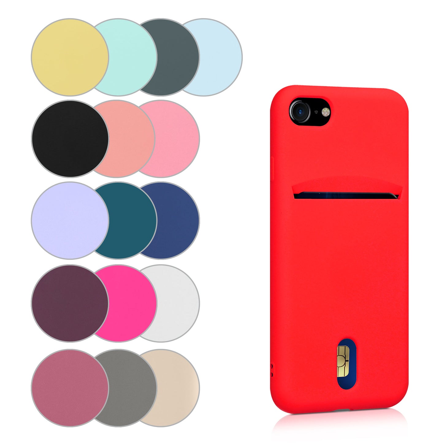kwmobile Case Compatible with Apple iPhone SE (2022) / iPhone SE (2020) / iPhone 8 / iPhone 7 - Phone Cover with Card Slot