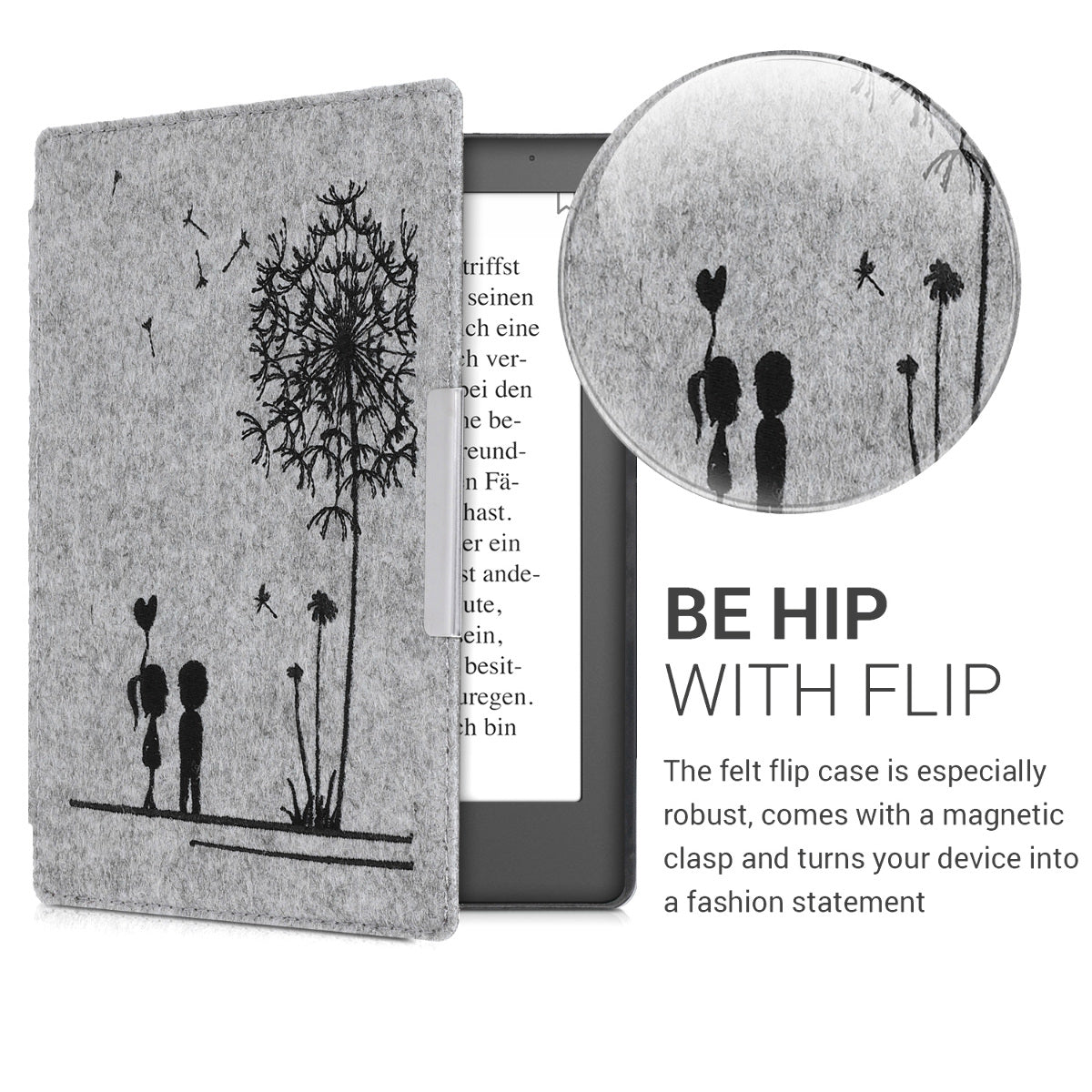 kwmobile Case Compatible with Kobo Aura H2O Edition 2 eReader Protective Cover Case Dark Grey