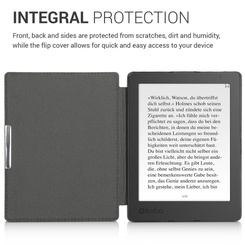 kwmobile Case Compatible with Kobo Aura H2O Edition 2 eReader Protective Cover Case Dark Grey