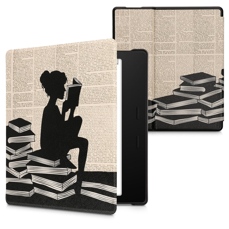 kwmobile Protective Case for Amazon Kindle Oasis 10th Generation Case - eReader Flip Case with Auto Sleep Function - Galaxy Tree Meadow