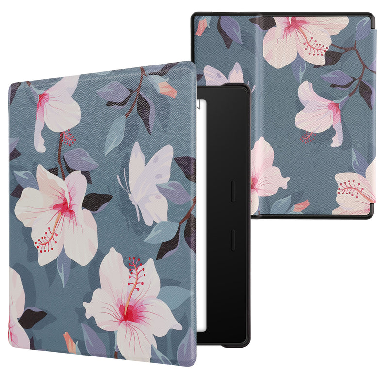 kwmobile Protective Case for Amazon Kindle Oasis 10th Generation Case - eReader Flip Case with Auto Sleep Function - Galaxy Tree Meadow
