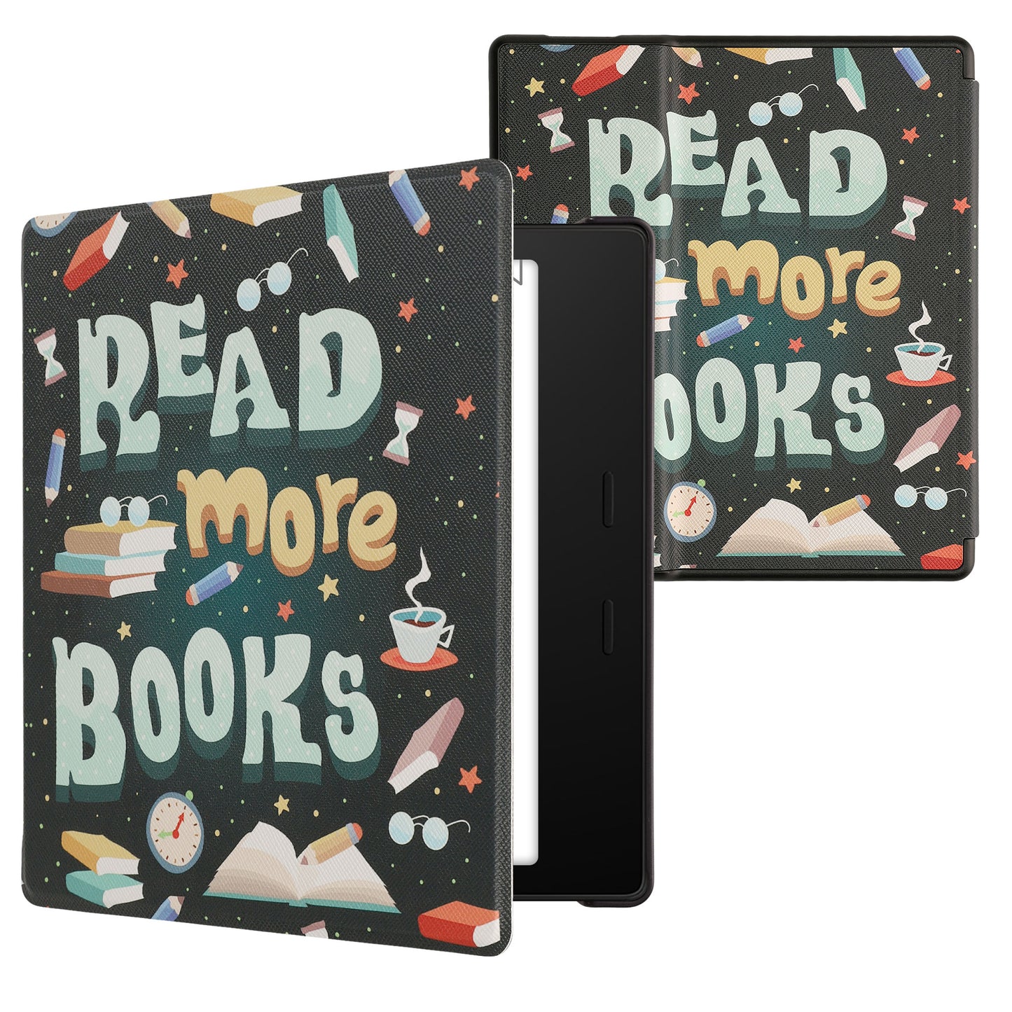 kwmobile Protective Case for Amazon Kindle Oasis 10th Generation Case - eReader Flip Case with Auto Sleep Function - Galaxy Tree Meadow