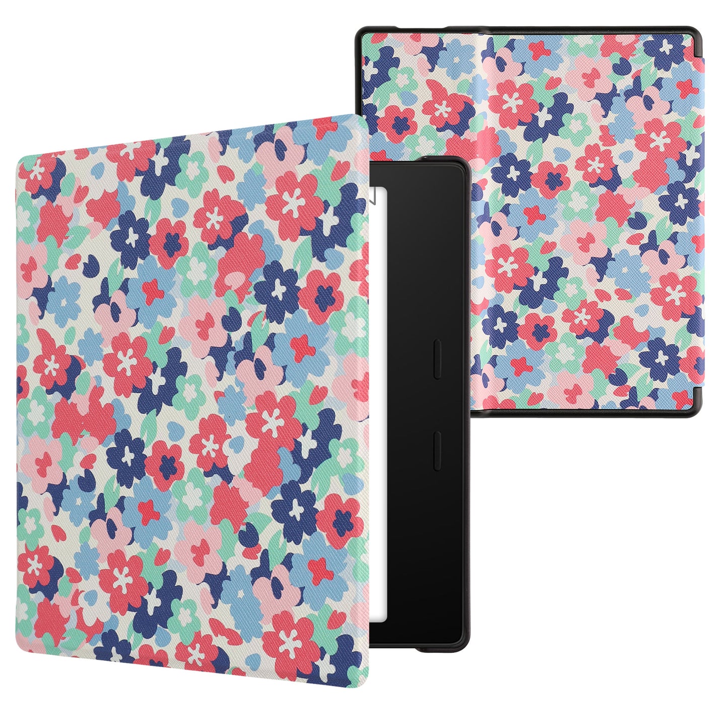 kwmobile Protective Case for Amazon Kindle Oasis 10th Generation Case - eReader Flip Case with Auto Sleep Function - Galaxy Tree Meadow