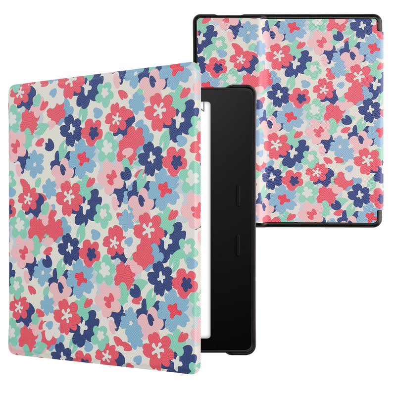 kwmobile Protective Case for Amazon Kindle Oasis 10th Generation Case - eReader Flip Case with Auto Sleep Function - Galaxy Tree Meadow
