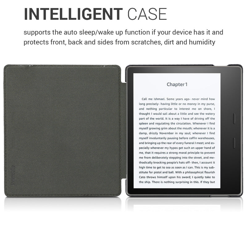 kwmobile Protective Case for Amazon Kindle Oasis 10th Generation Case - eReader Flip Case with Auto Sleep Function - Galaxy Tree Meadow