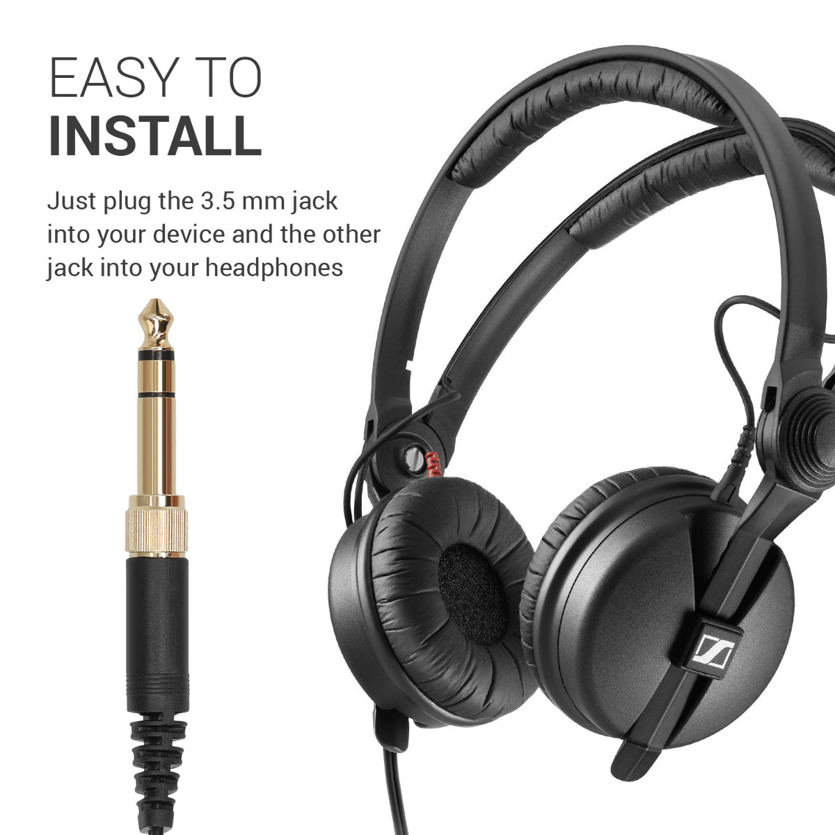 kwmobile Headphone Cable compatible with Sennheiser HD25 / HD560 / HD540 / HD480 / HD430 / HD414 / HD250 without Microphone and Buttons 3.5mm Jack Cable for Headphones 255 cm