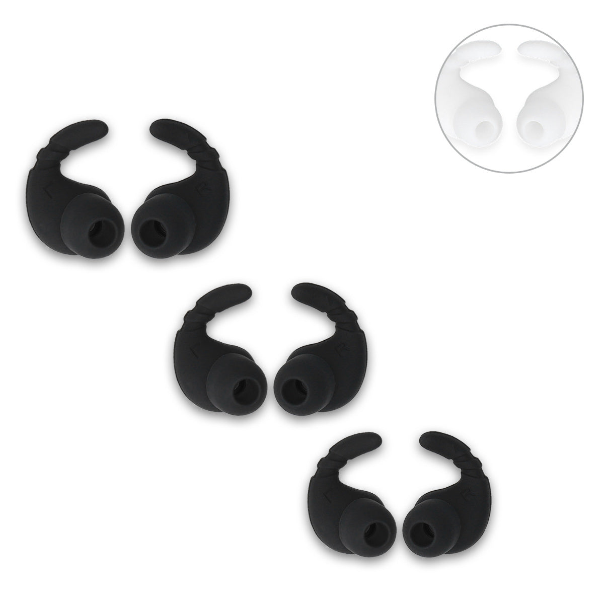 kwmobile Universal Headphone Hooks for In-Ear Headphones Set Earbuds Silicone Case with Hooks